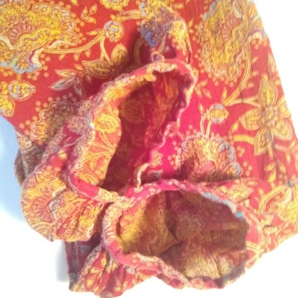 Chaps NO tags - ladies size M/L   tags removed  long sleeve blouse red/gold/blue - Picture 8 of 16